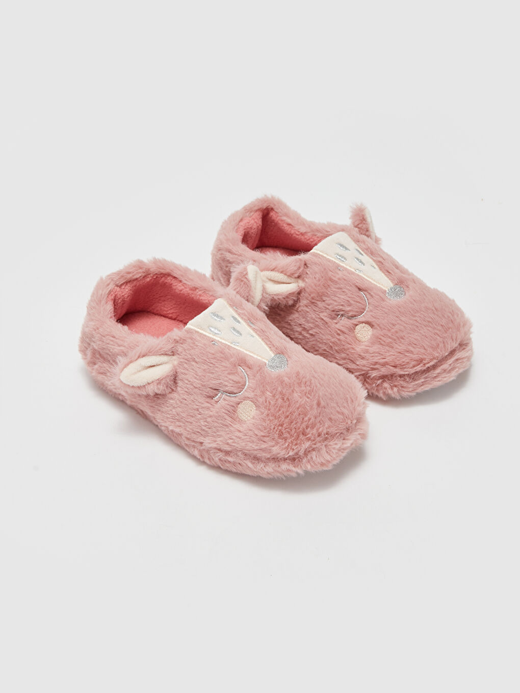 Домашние тапочки из плюша с вышивкой для девочек