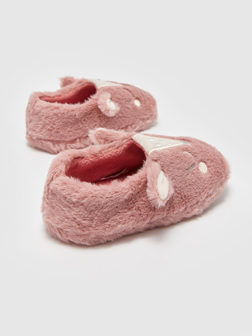 Домашние тапочки из плюша с вышивкой для девочек-4