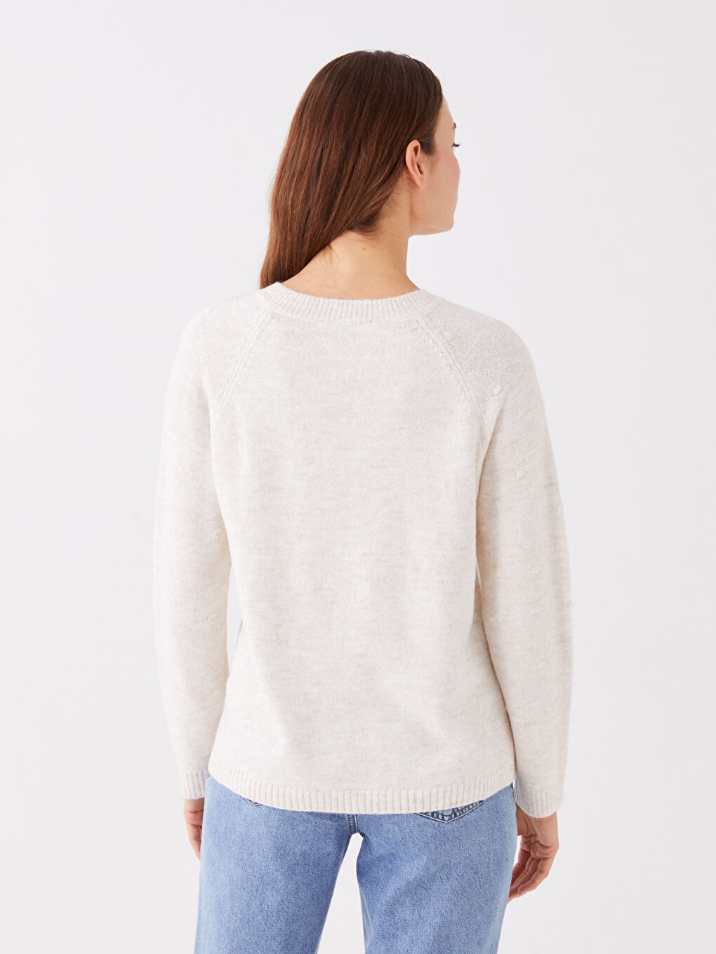 LCWAIKIKI Basic V Neck Plain Long Sleeve Women's Knitwear Sweater -W32861Z8-DCY