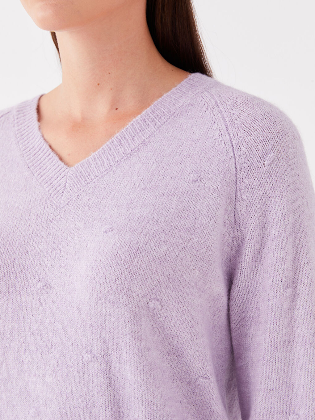 LCWAIKIKI Basic V Neck Plain Long Sleeve Women's Knitwear Sweater -W32861Z8-FNN