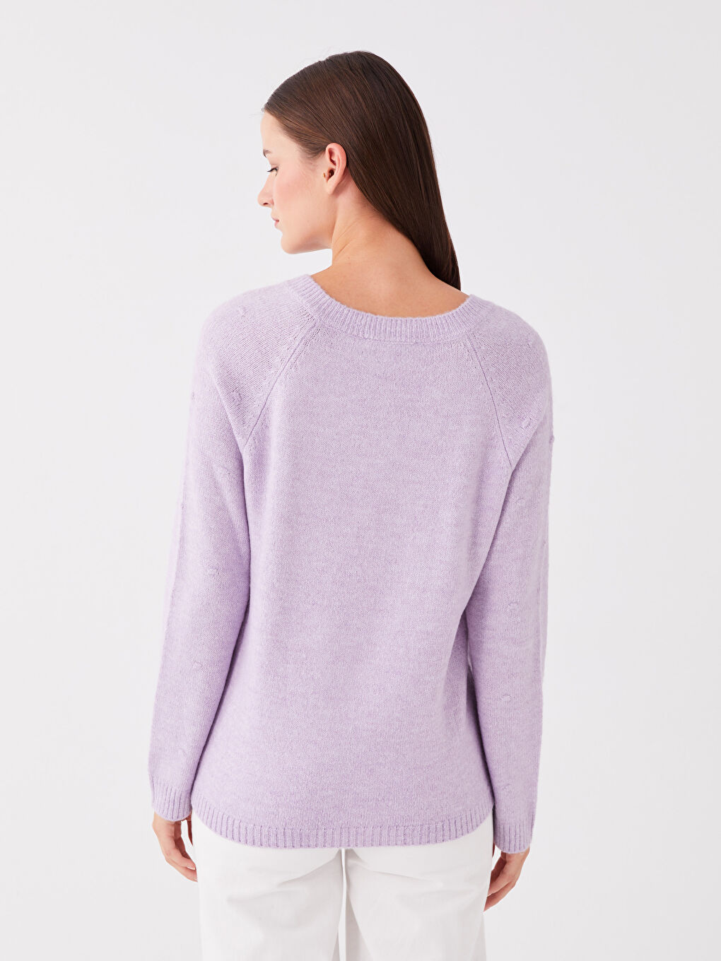LCWAIKIKI Basic V Neck Plain Long Sleeve Women's Knitwear Sweater -W32861Z8-FNN