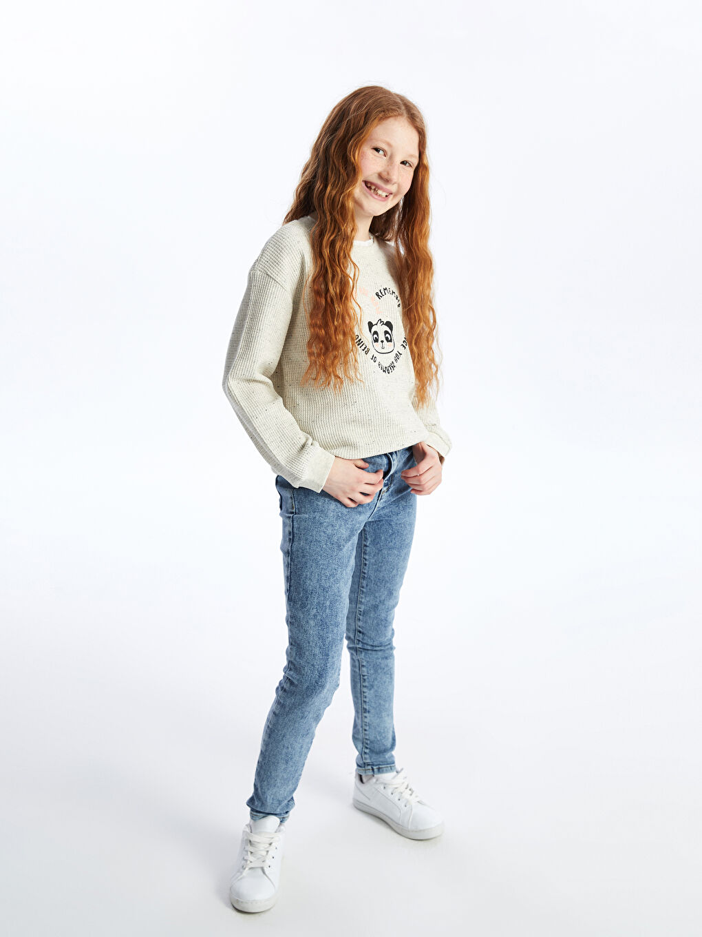 LCW Kids Mavi Asit Yıkamalı Skinny Fit Kız Çocuk Jean Pantolon - 1