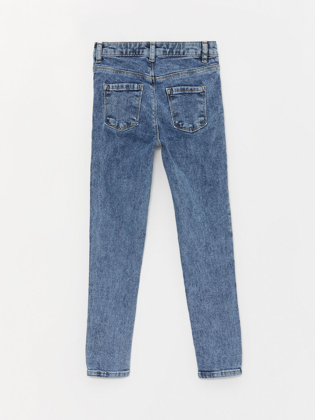 LCW Kids Mavi Asit Yıkamalı Skinny Fit Kız Çocuk Jean Pantolon - 4