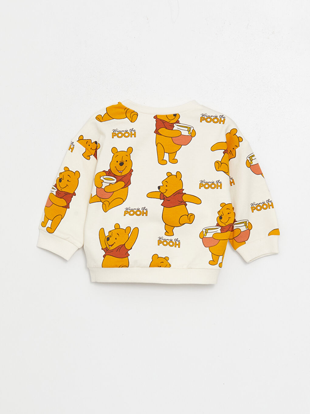 LCW baby Ekru Bisiklet Yaka Uzun Kollu  Winnie the Pooh Baskılı Erkek Bebek Sweatshirt ve Pantolon 2'li - 3