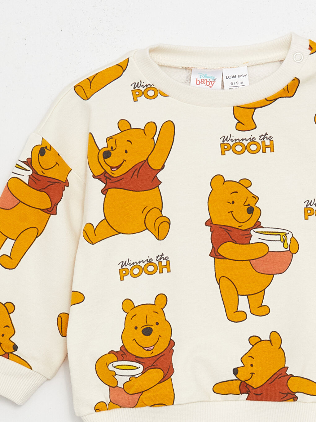 LCW baby Ekru Bisiklet Yaka Uzun Kollu  Winnie the Pooh Baskılı Erkek Bebek Sweatshirt ve Pantolon 2'li - 7