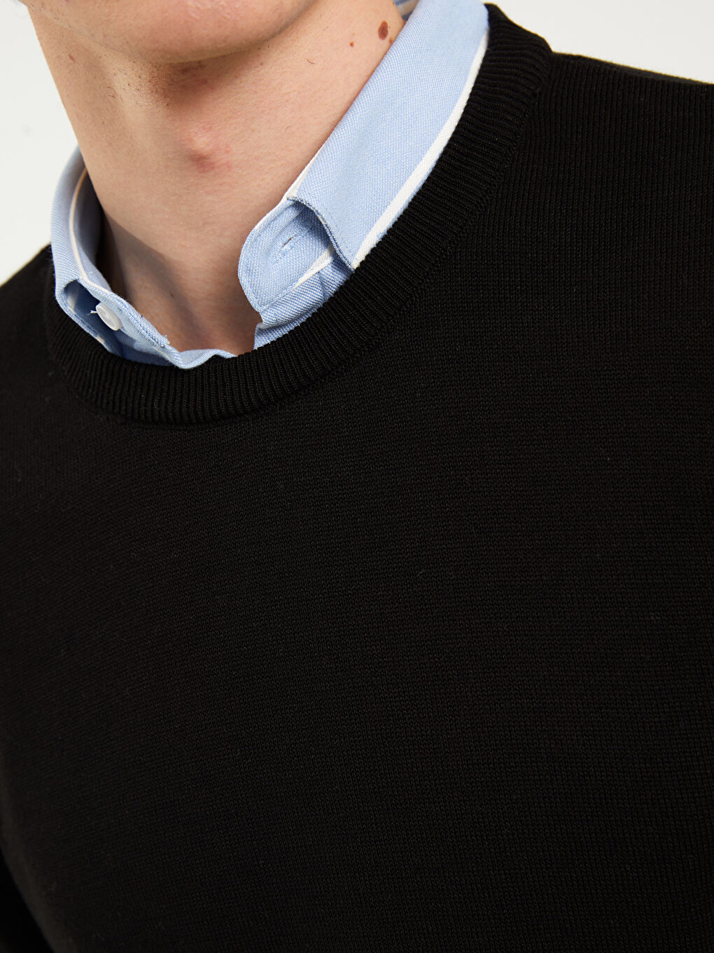 Siyah Bisiklet Yaka Erkek Triko Kazak-2