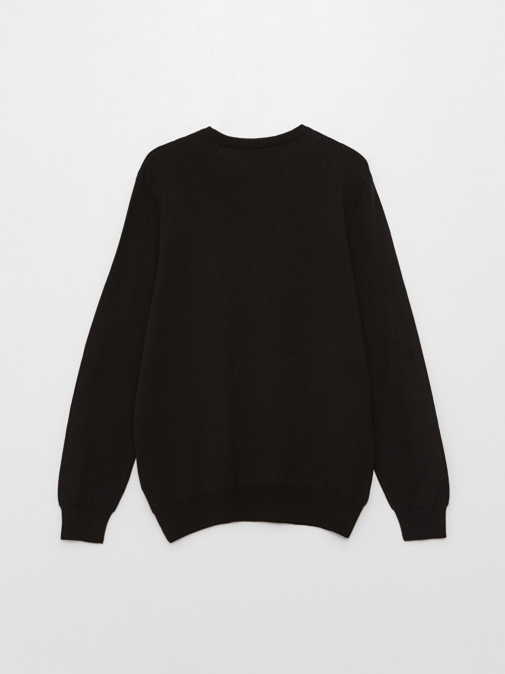 Siyah Bisiklet Yaka Erkek Triko Kazak-5