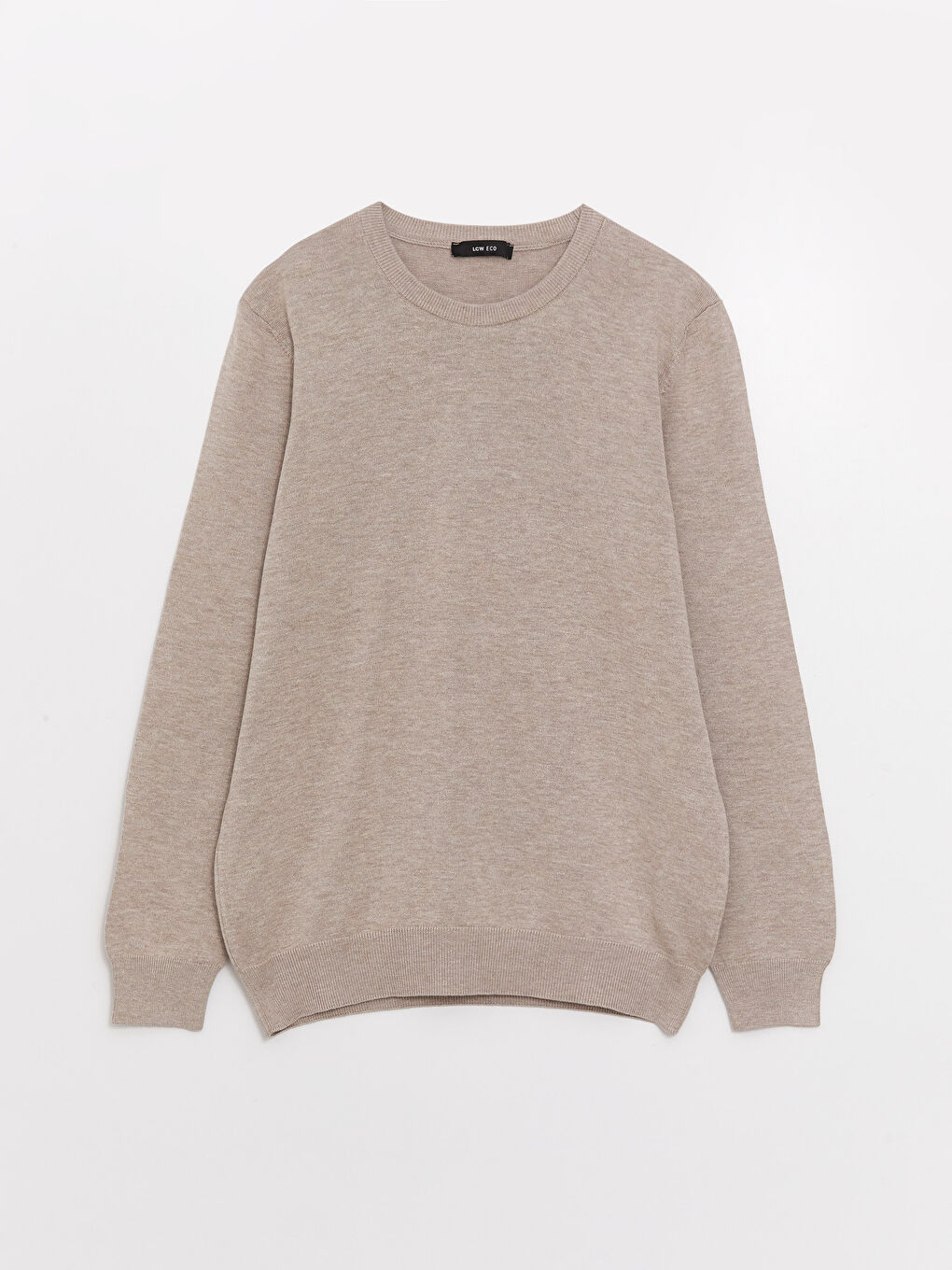 Bej Bisiklet Yaka Erkek Triko Kazak-5