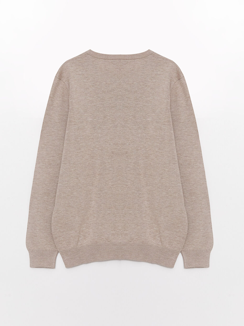 Bej Bisiklet Yaka Erkek Triko Kazak-6