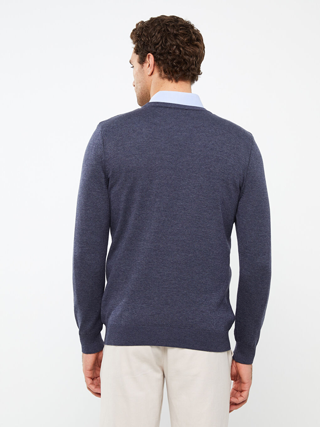 İndigo Bisiklet Yaka Erkek Triko Kazak-4