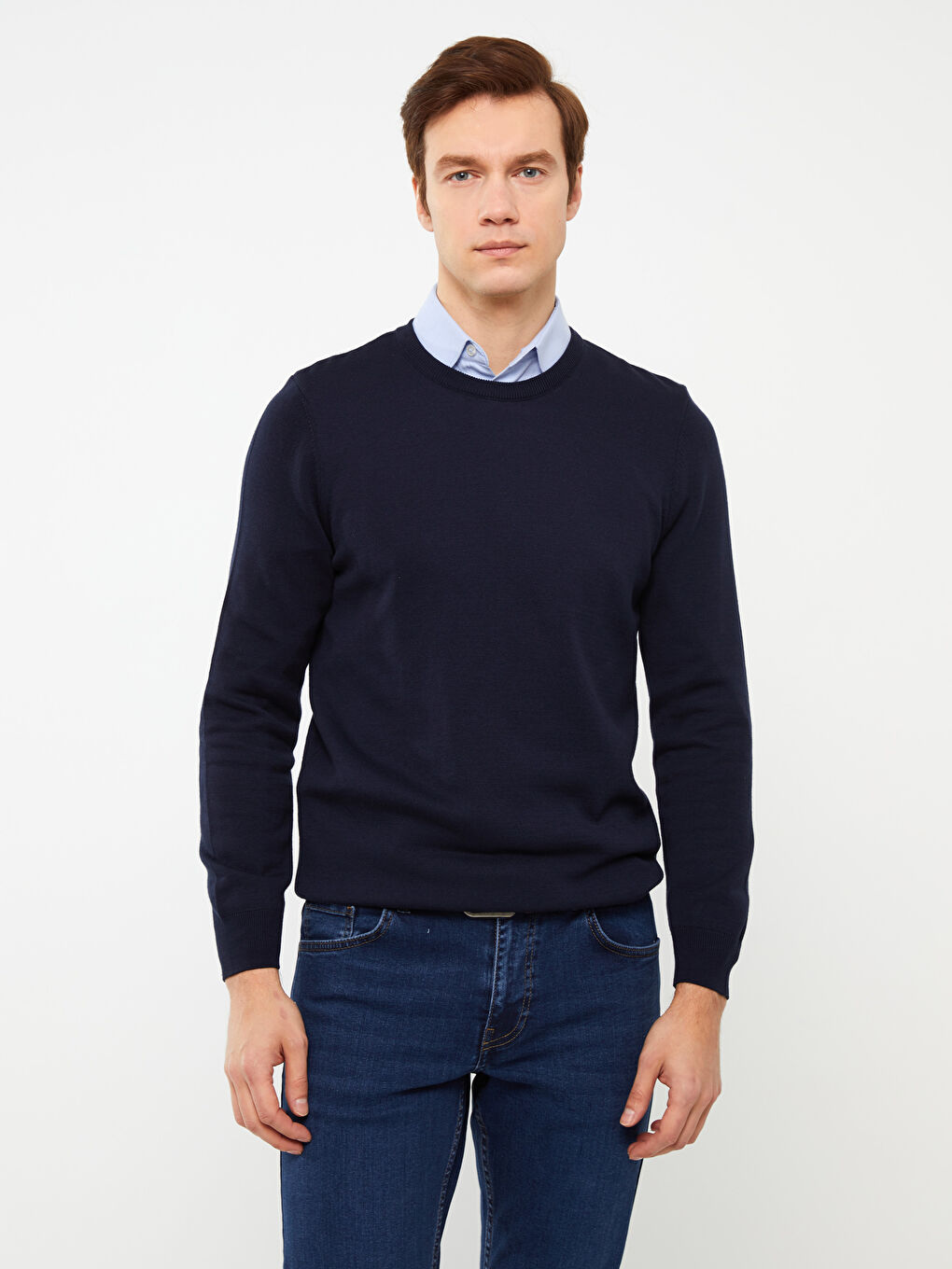 Lacivert Bisiklet Yaka Erkek Triko Kazak