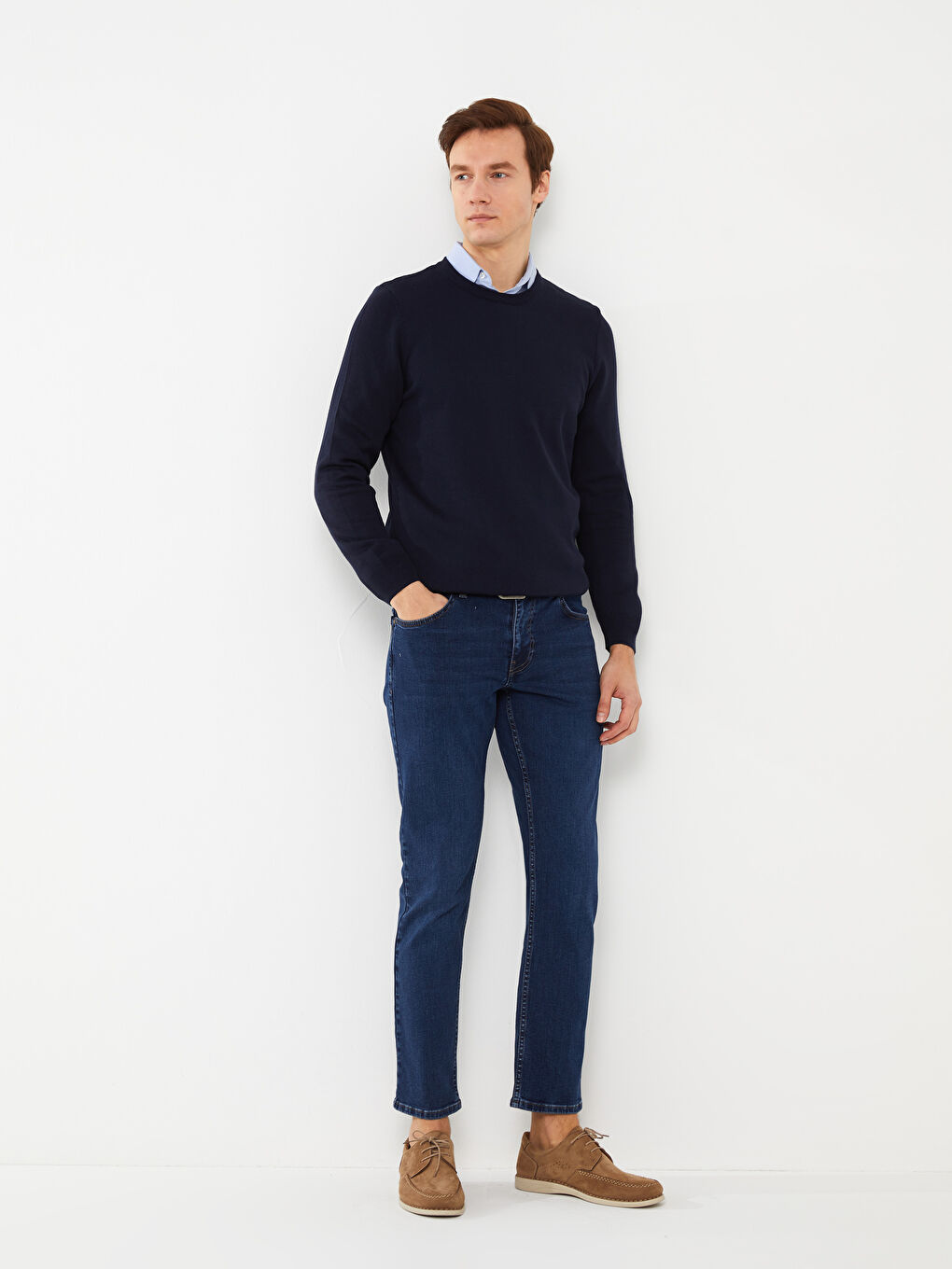 Lacivert Bisiklet Yaka Erkek Triko Kazak-2