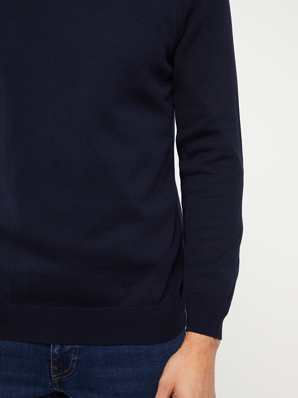 Lacivert Bisiklet Yaka Erkek Triko Kazak-3