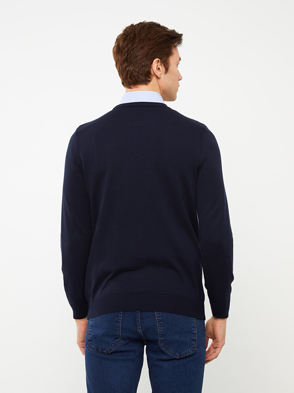 Lacivert Bisiklet Yaka Erkek Triko Kazak-4