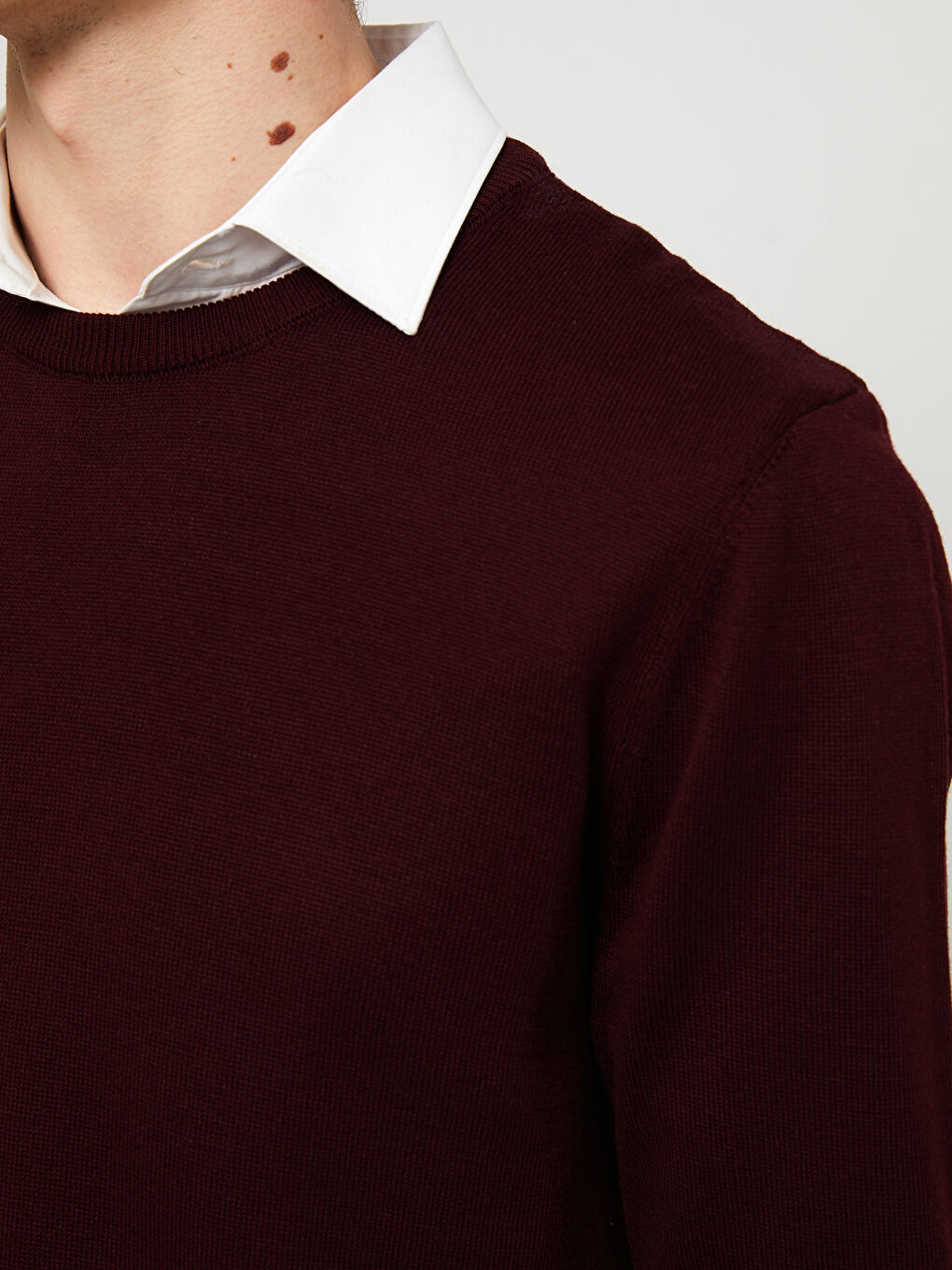 Bordo Bisiklet Yaka Erkek Triko Kazak-3