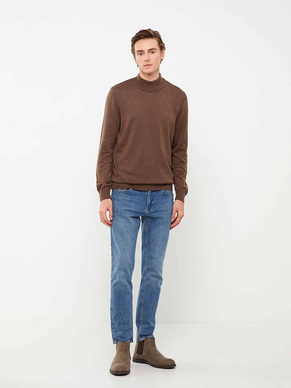 Half Turtleneck Long Sleeve Men's Knitwear Sweater-2