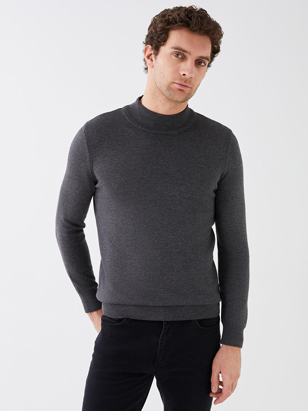Half Turtleneck Long Sleeve Men's Knitwear Sweater