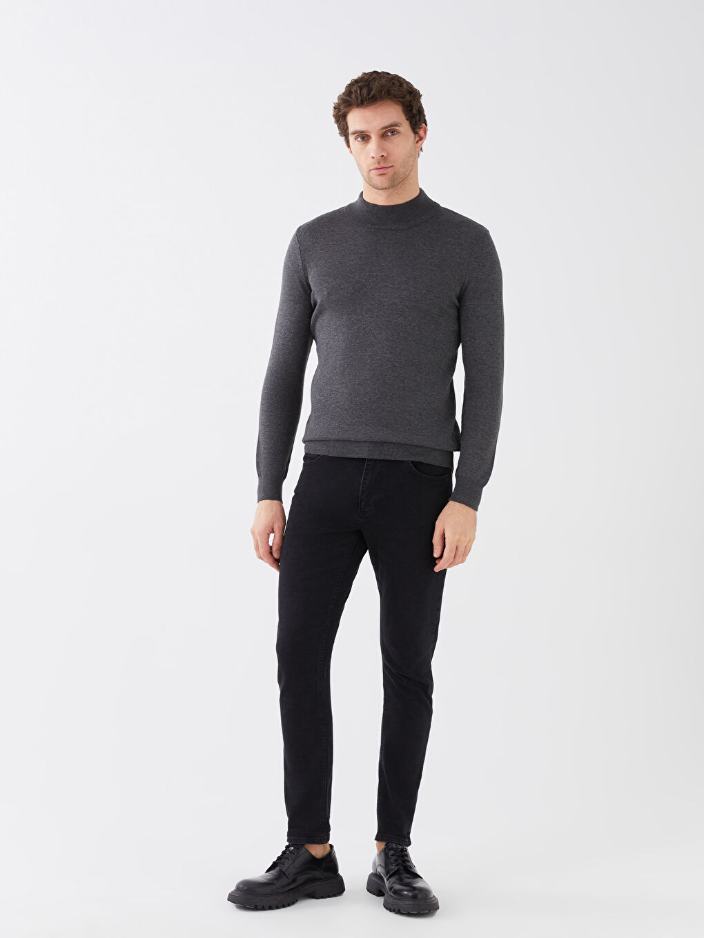 Half Turtleneck Long Sleeve Men's Knitwear Sweater-2