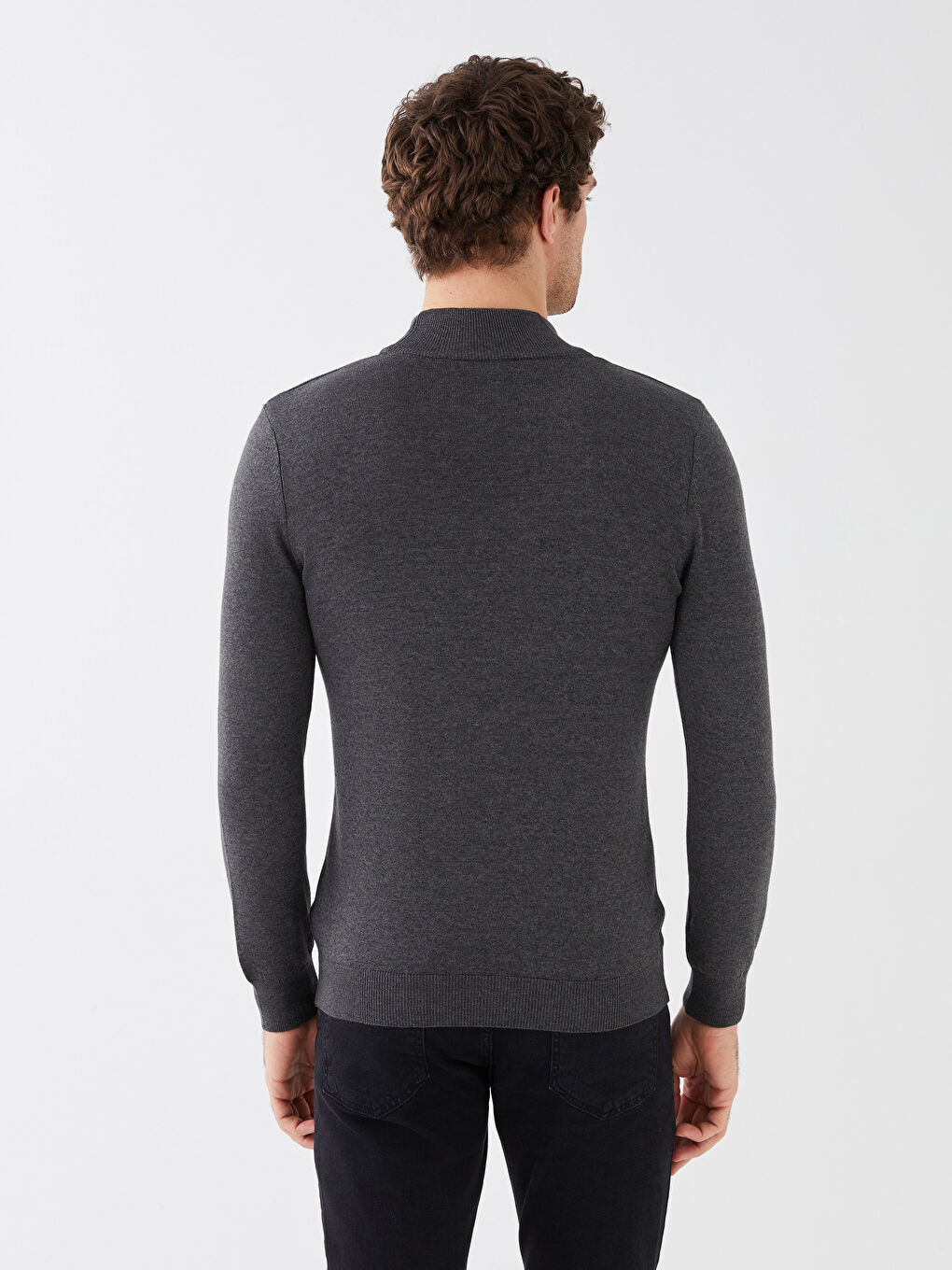 Half Turtleneck Long Sleeve Men's Knitwear Sweater-4