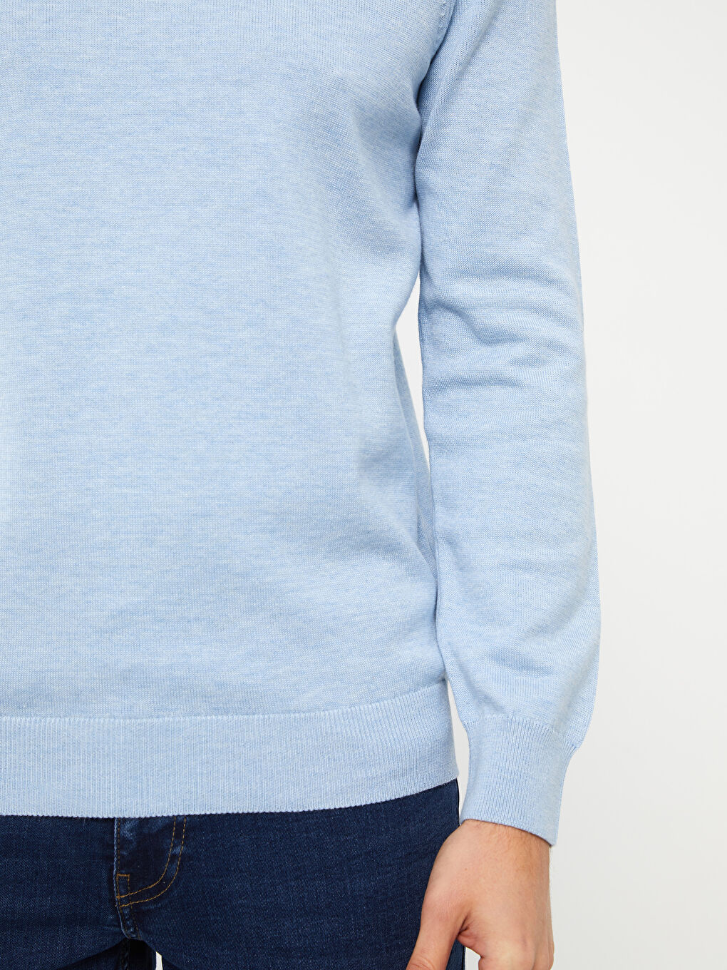 Mavi Yarım Balıkçı Yaka Uzun Kollu Erkek Triko Kazak-3