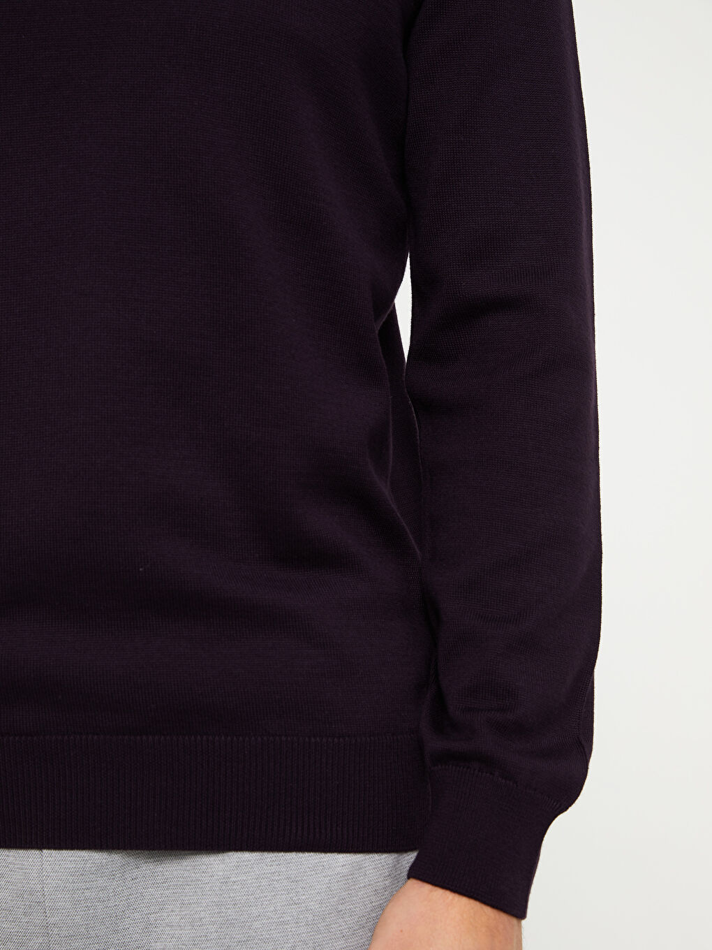 Mor Yarım Balıkçı Yaka Uzun Kollu Erkek Triko Kazak-3