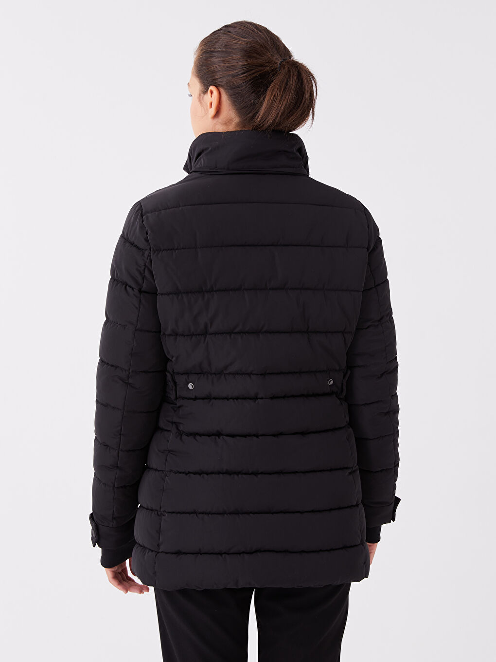 Women's Hooded Plain Puffer Coat-5
