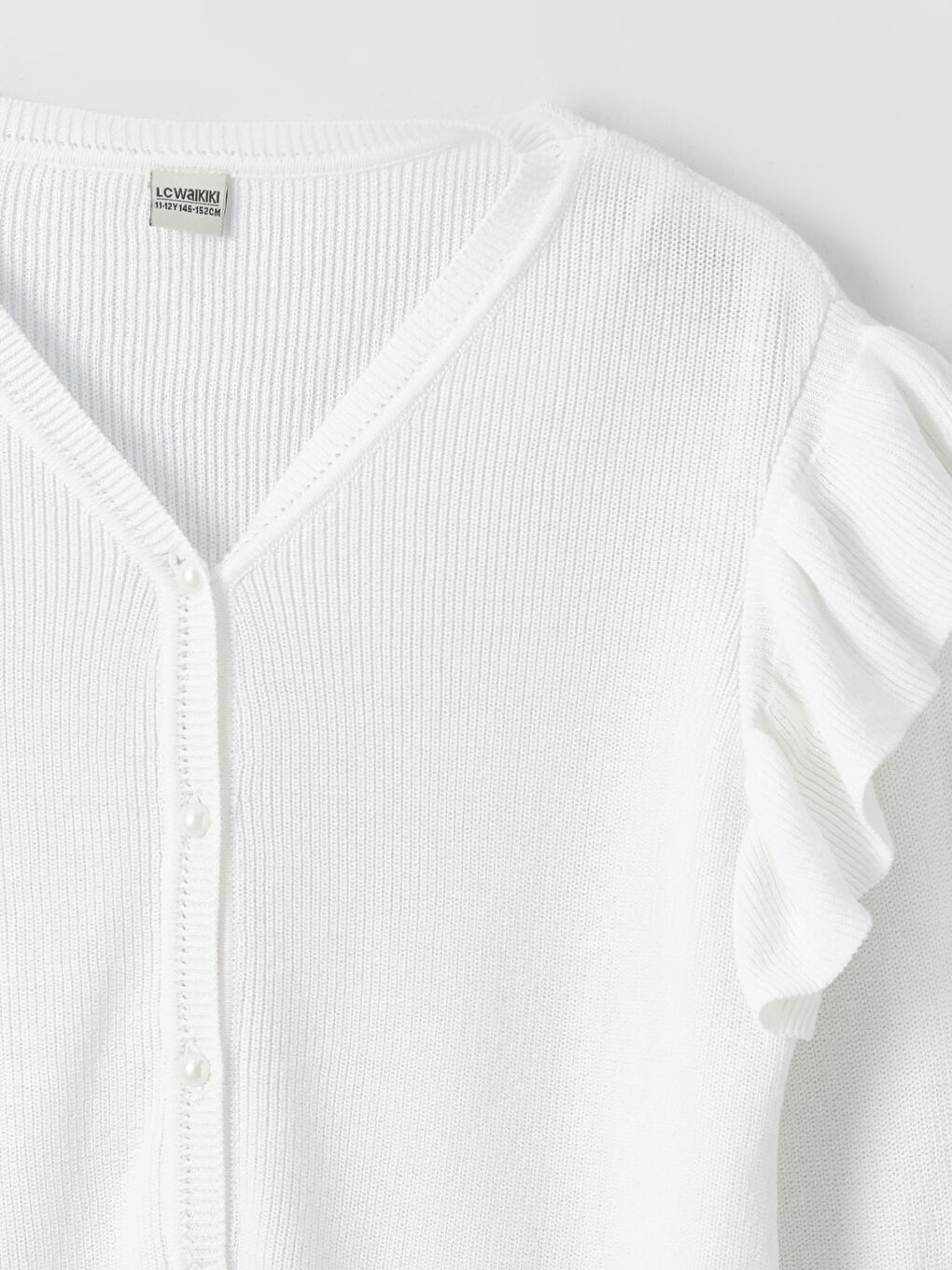 V Neck Long Sleeve Girls Knitwear Cardigan-1