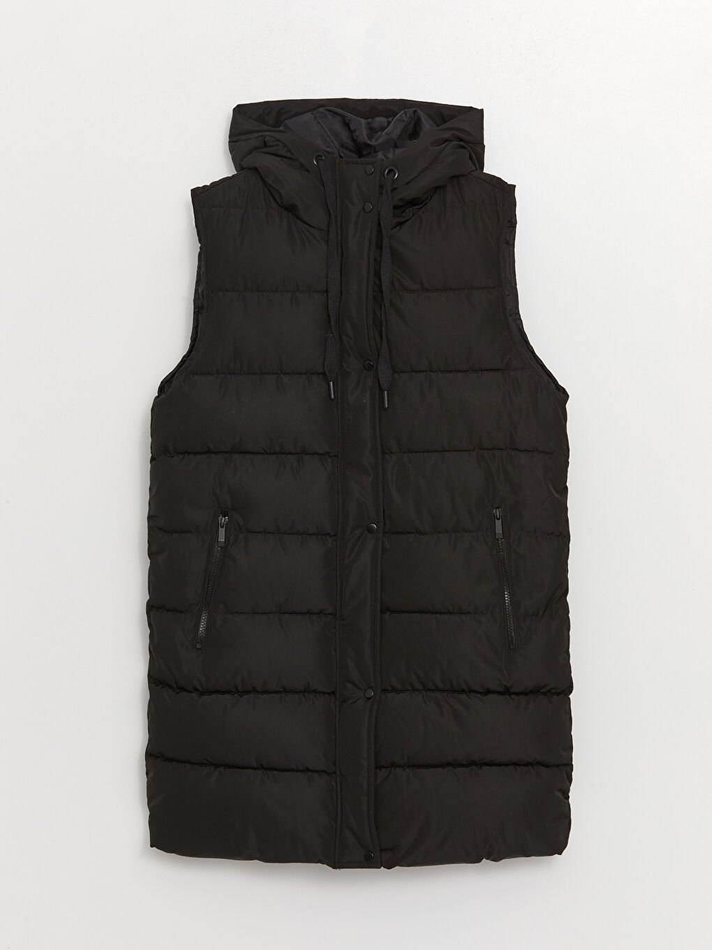 Vestă matlasată simplă cu glugă pentru femei-6