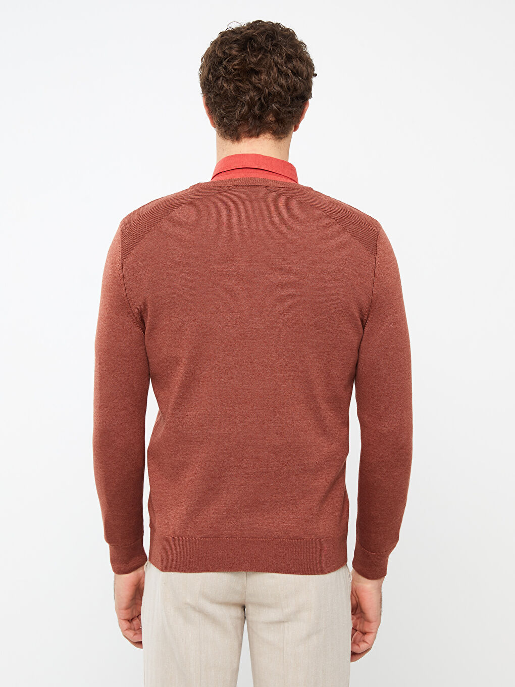 Turuncu Bisiklet Yaka Erkek Triko Kazak-4