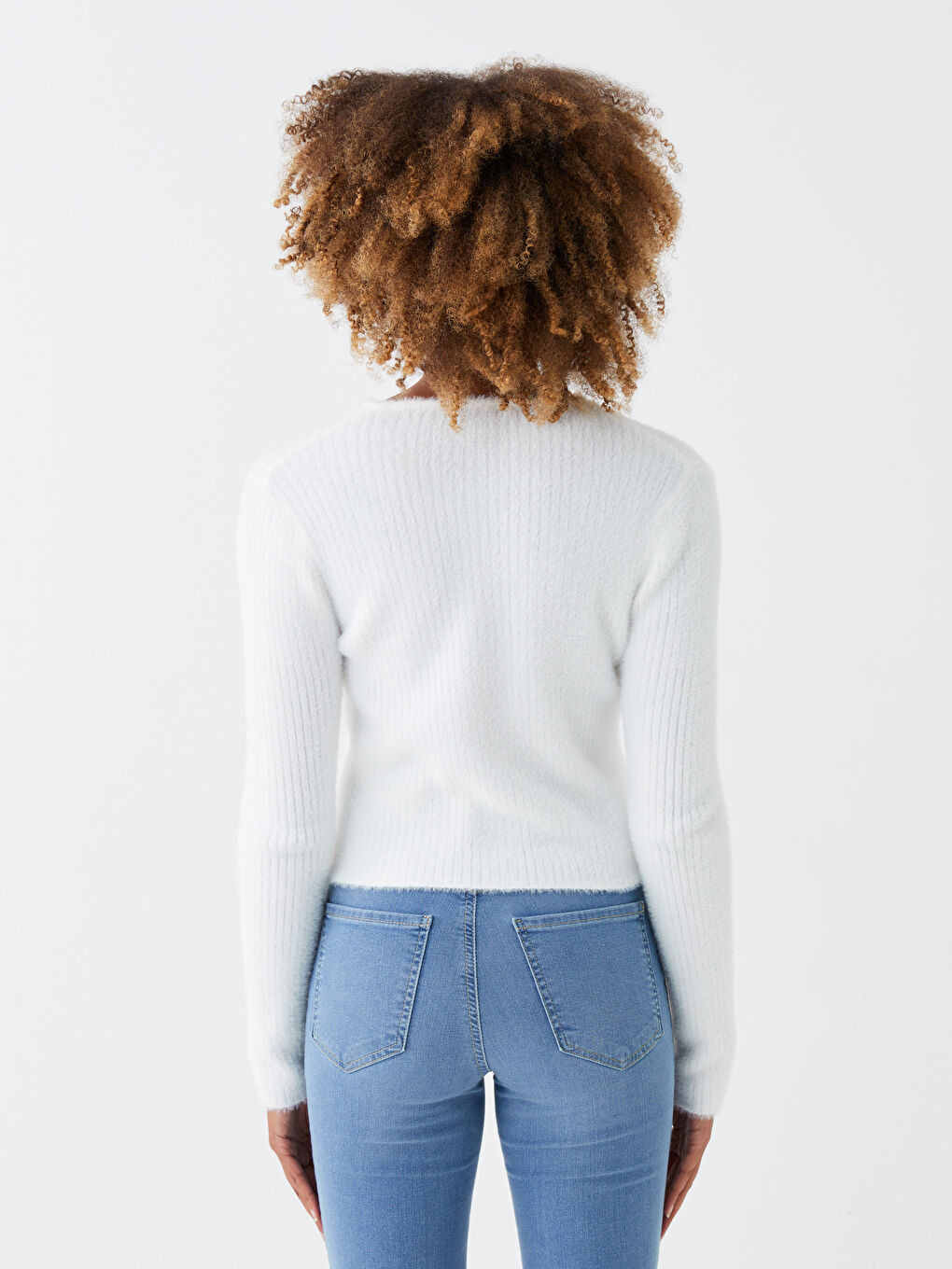 Crew Neck Plain Long Sleeve Women's Knitwear Cardigan-4