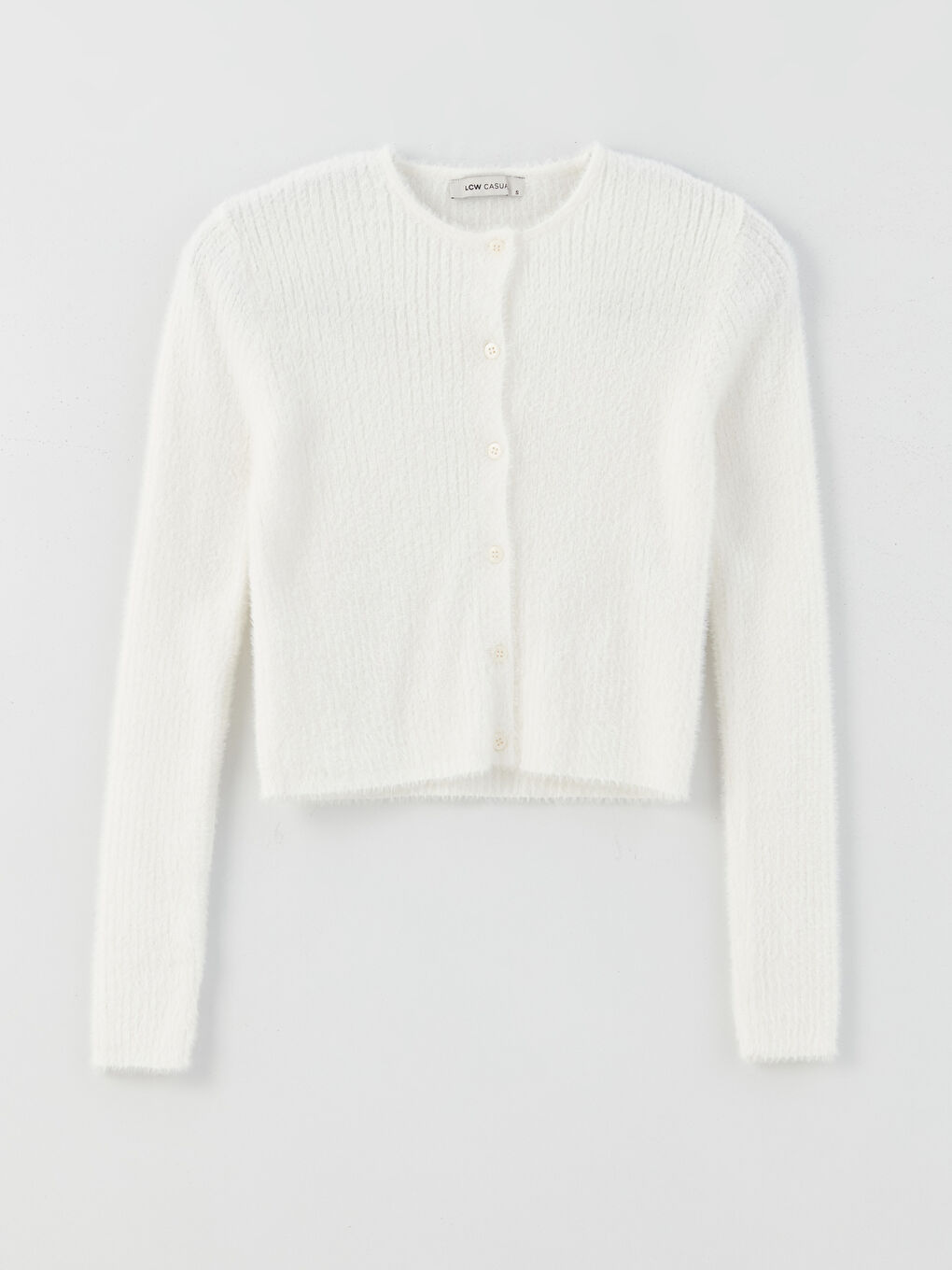 Crew Neck Plain Long Sleeve Women's Knitwear Cardigan-5