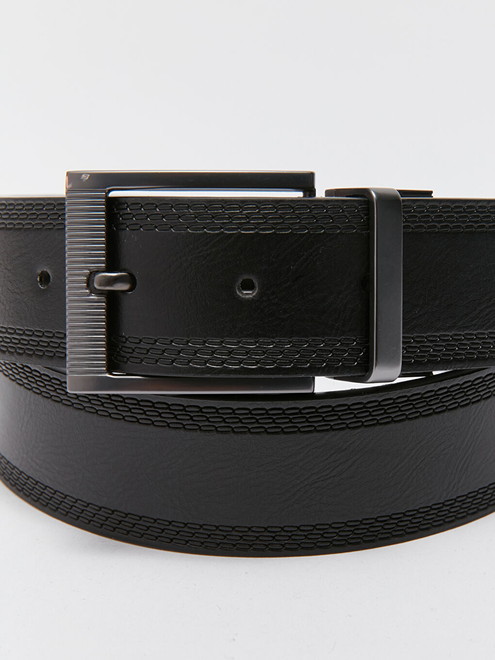 Ерлерге арналған жасанды былғары қайтымды белдік-4