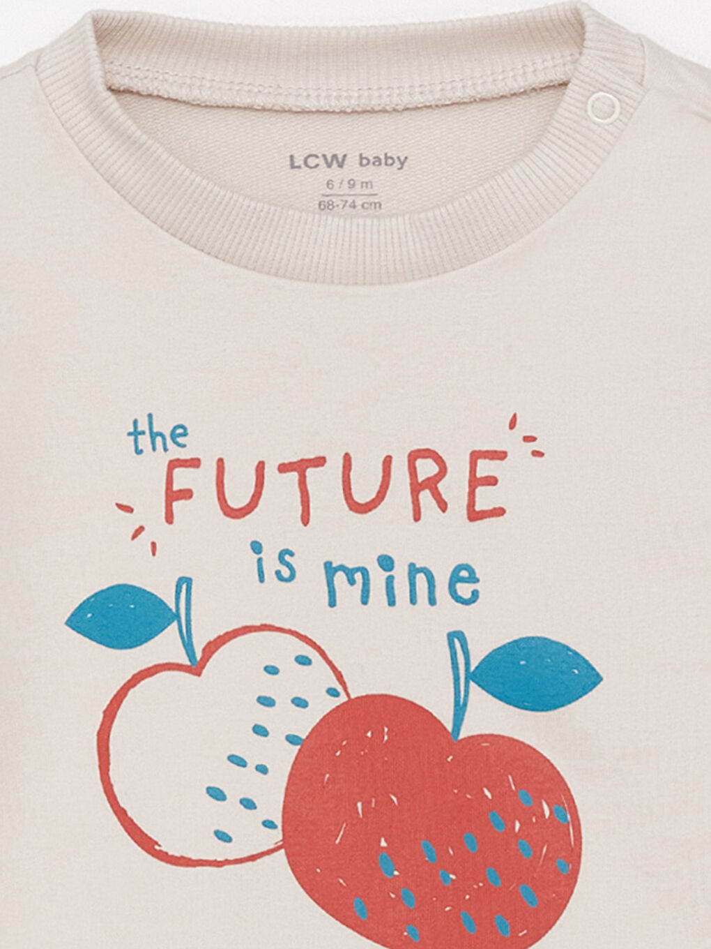 Bej Bisiklet Yaka Uzun Kollu Baskılı Erkek Bebek Sweatshirt ve Eşofman Alt 2'li Takım-5