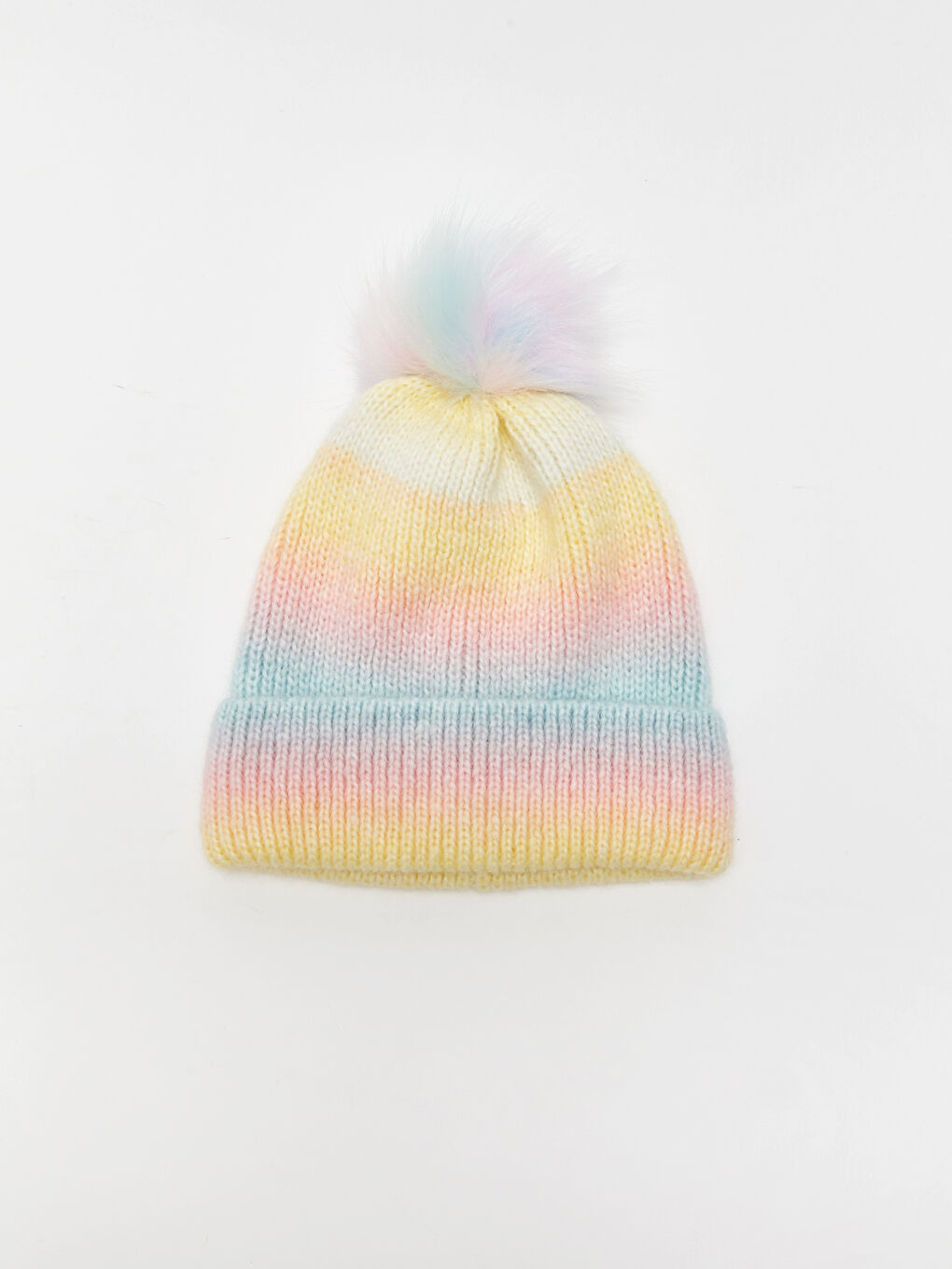 Pompom Color Block Girl Beanie -W33131Z4-M0T