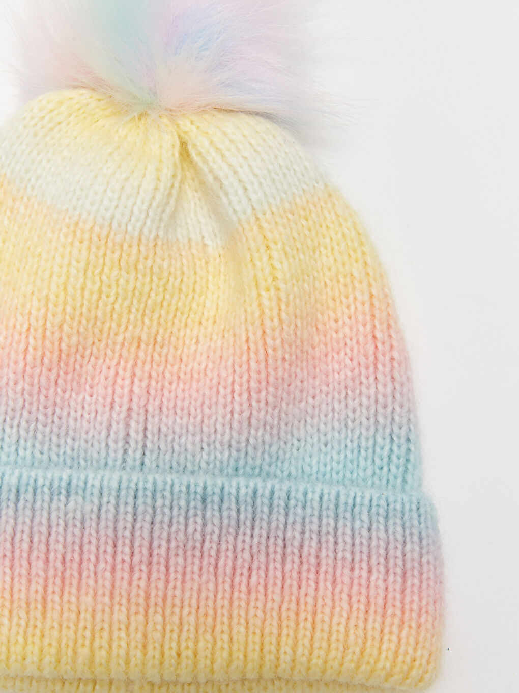 Pompom Color Block Girl Beanie -W33131Z4-M0T