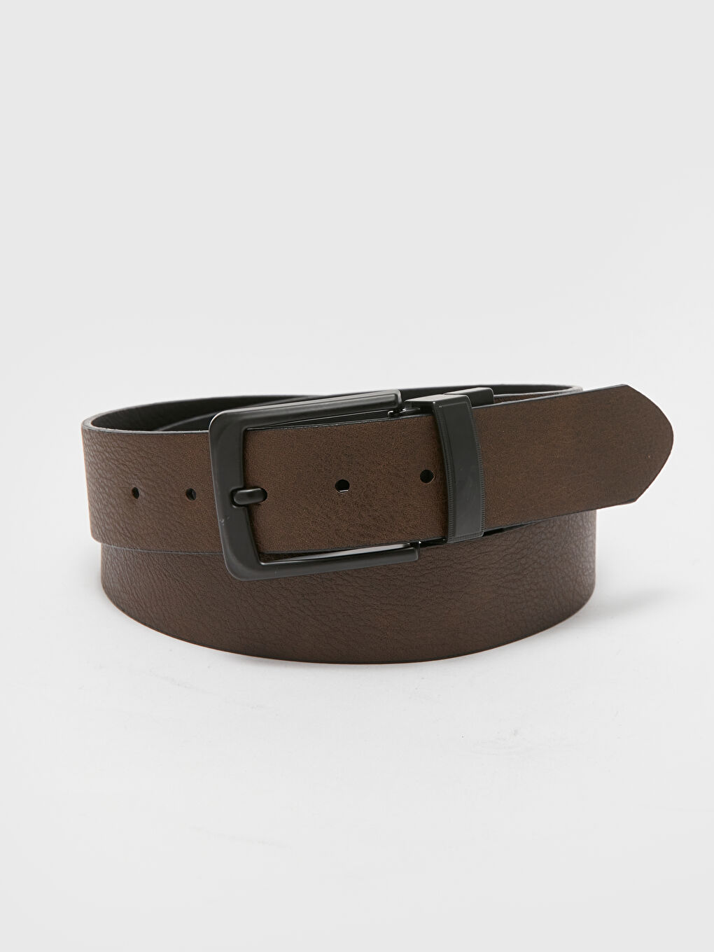 Siyah Çift Taraflı Deri Görünümlü Erkek Kemer