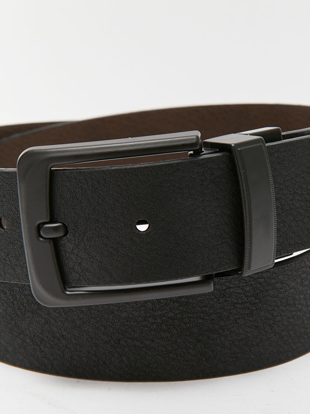 Siyah Çift Taraflı Deri Görünümlü Erkek Kemer-3