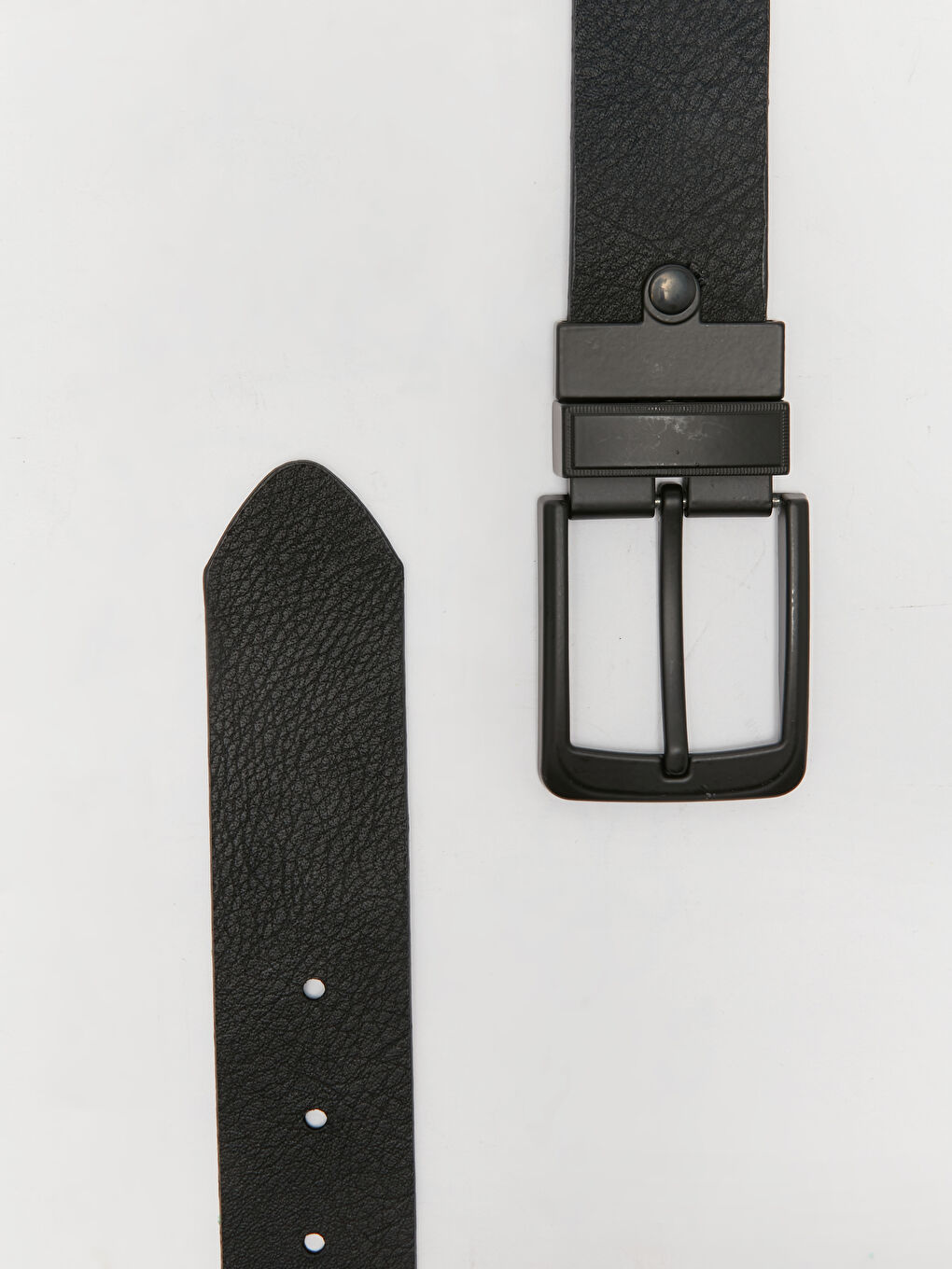 Siyah Çift Taraflı Deri Görünümlü Erkek Kemer-4