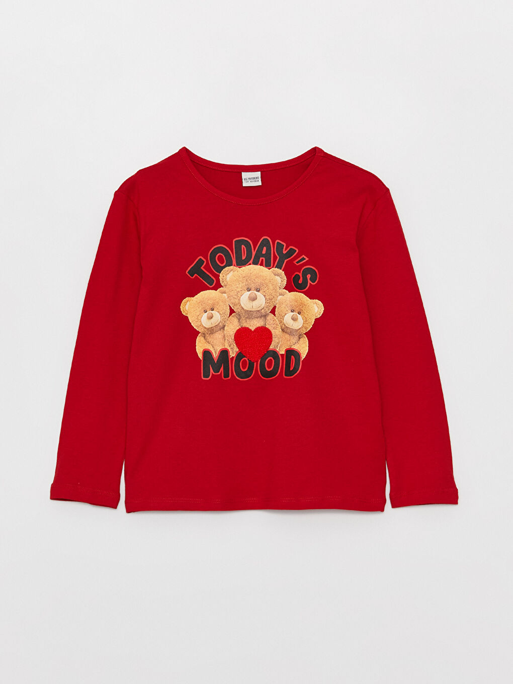 მრგვალი საყელო ნაბეჭდი გრძელმკლავიანი გოგონებისთვის მაისური