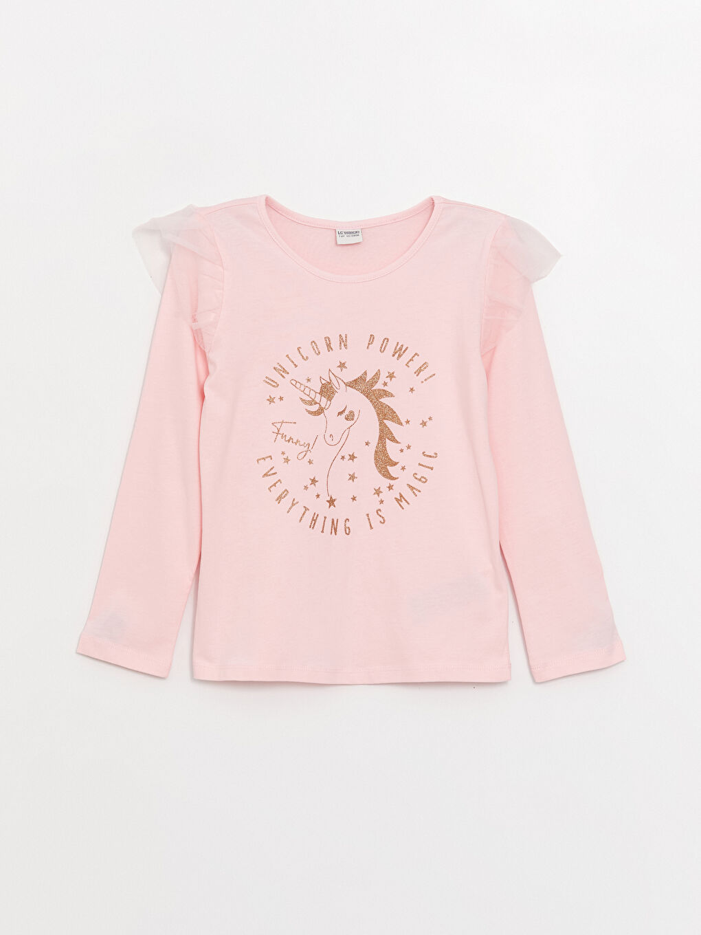 LCW Kids Rundhalsausschnitt Bedrucktes Langarm T-Shirt für Mädchen -W33181Z4-FVB