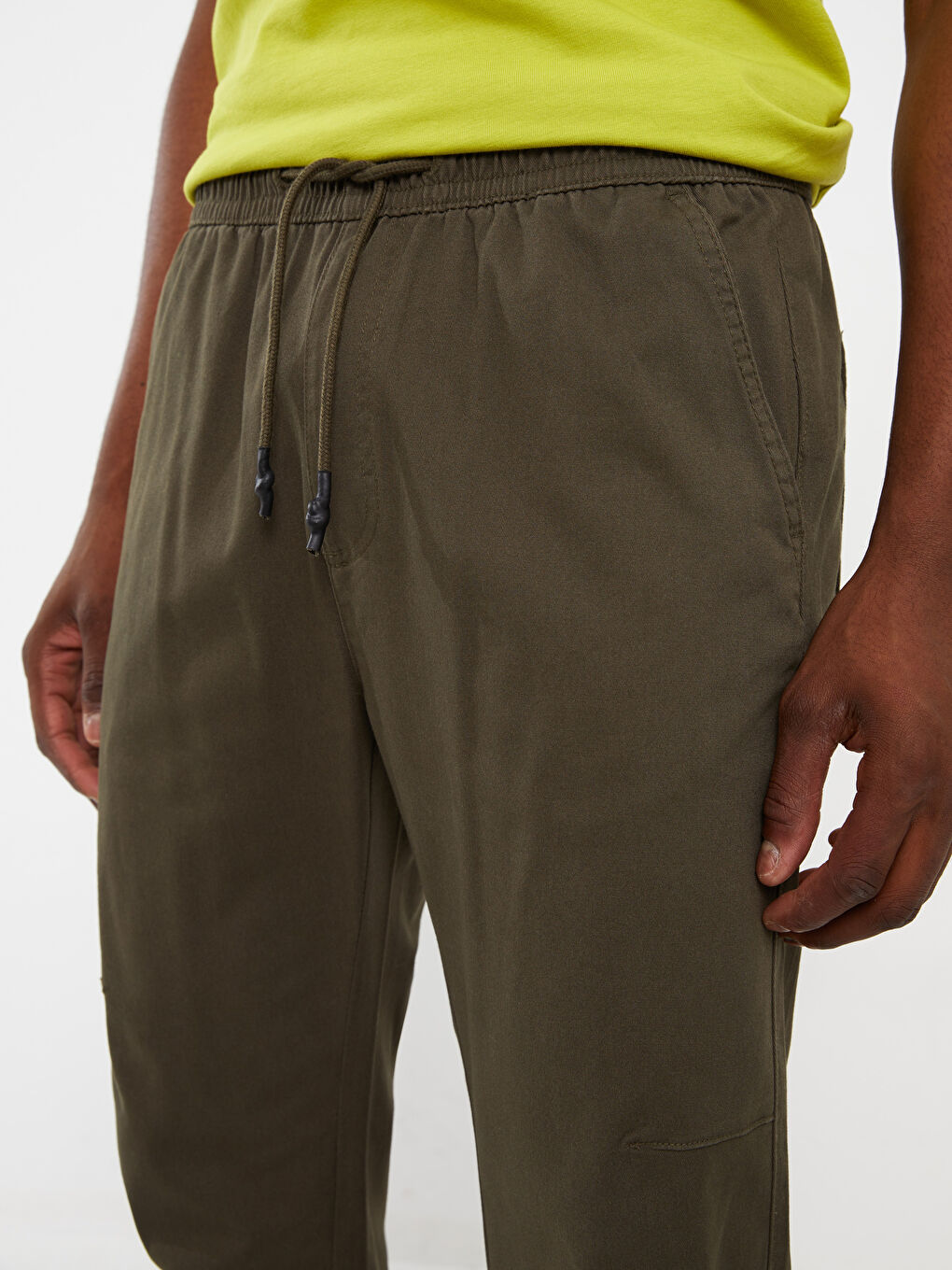 Haki Slim Fit Gabardin Erkek Jogger Pantolon-1