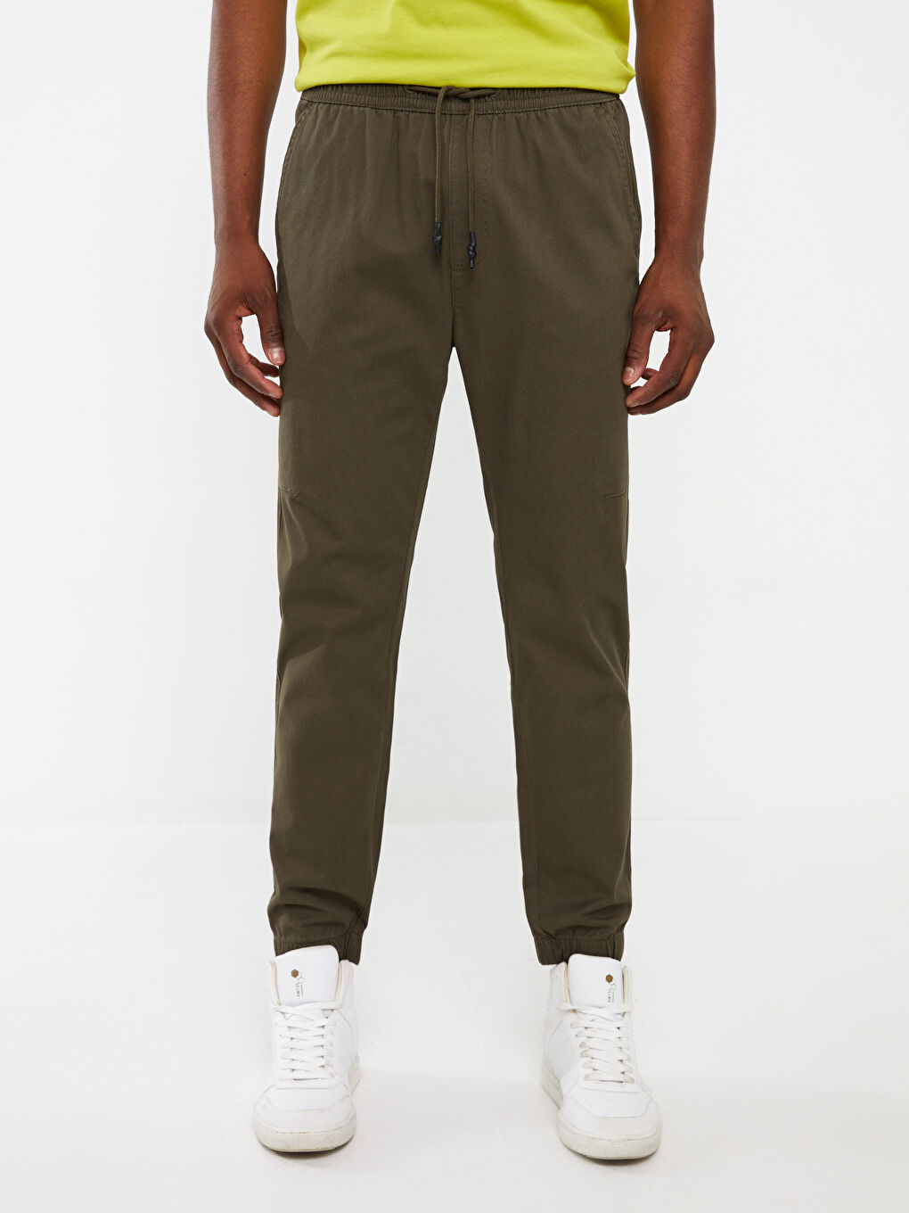 Haki Slim Fit Gabardin Erkek Jogger Pantolon-2