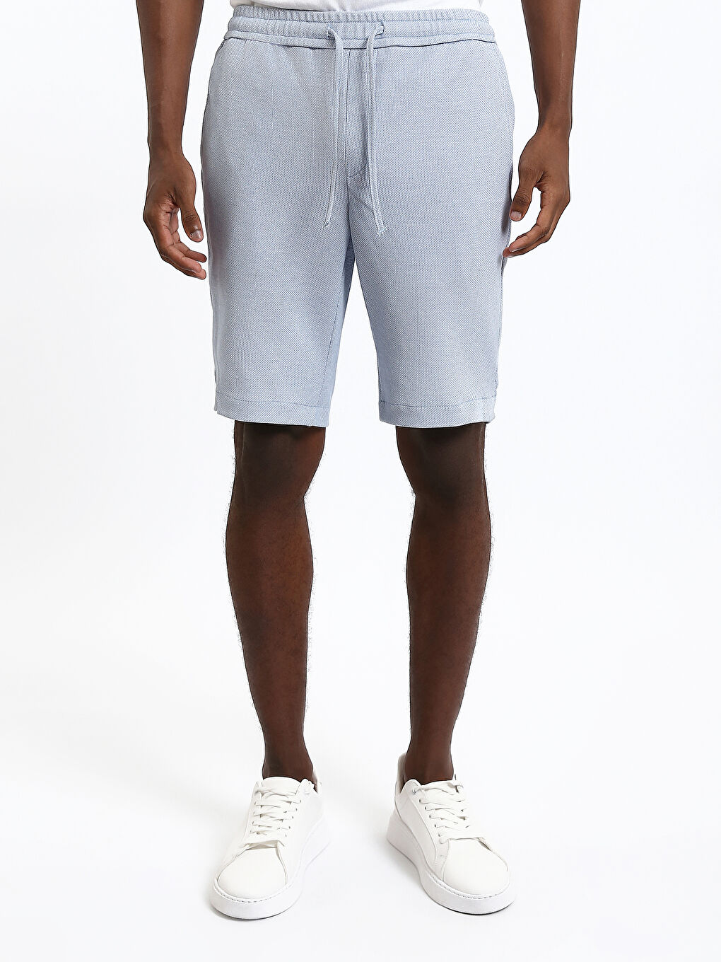 Slim Fit Tie Waist Men's Shorts-1