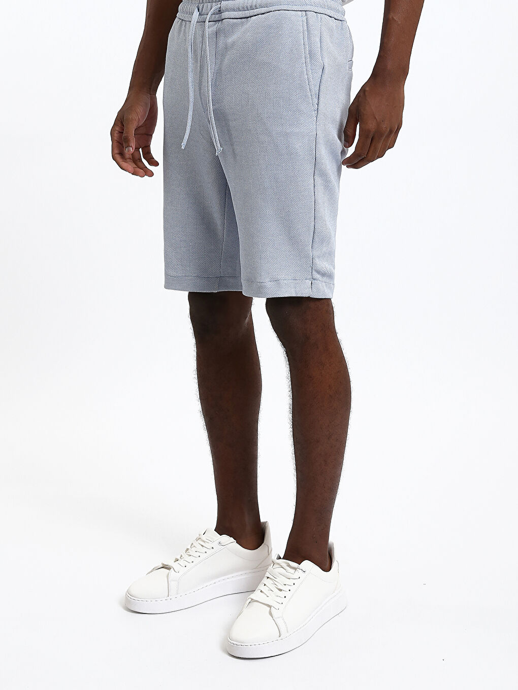 Slim Fit Tie Waist Men's Shorts-3