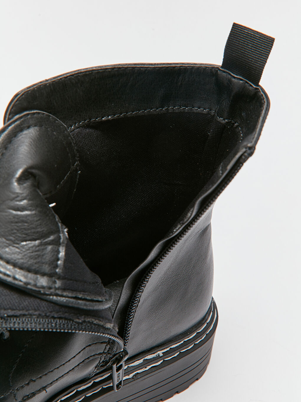 Bottes en Similicuir à Lacets et Fermeture Éclair pour Femmes-4