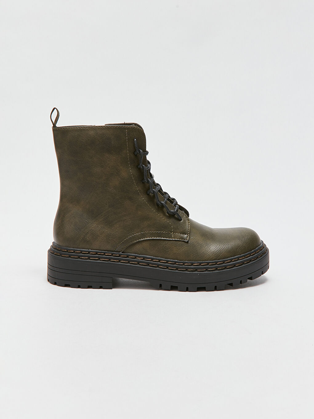 Kunstleder-Schnür- und Reißverschluss-Stiefel für Damen-1