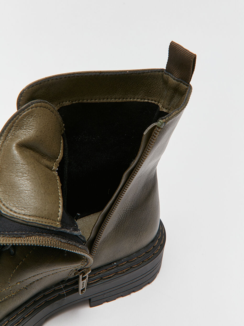 Kunstleder-Schnür- und Reißverschluss-Stiefel für Damen-4