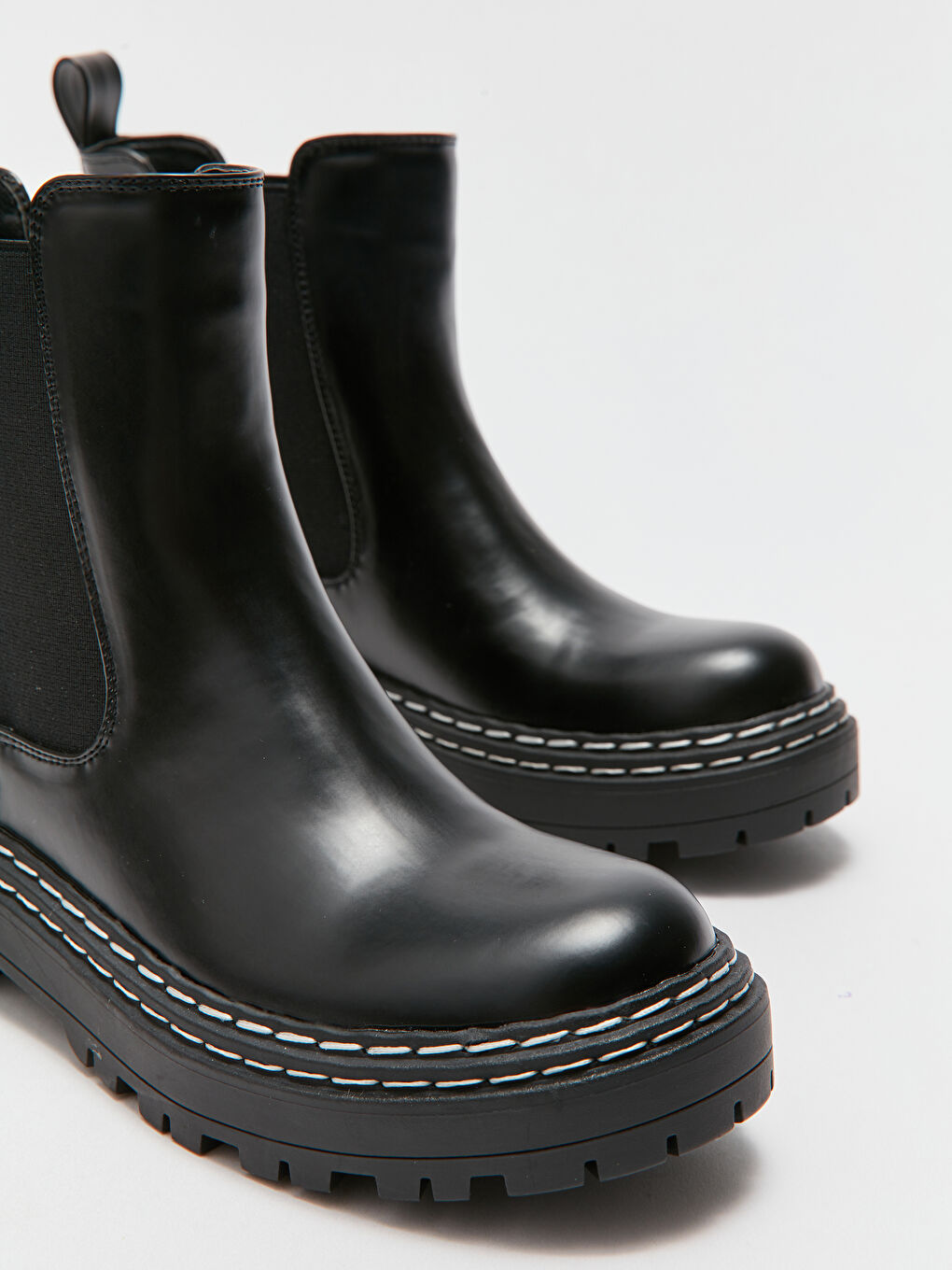 Bottes pour Femmes à Semelle Épaisse en Similicuir-2