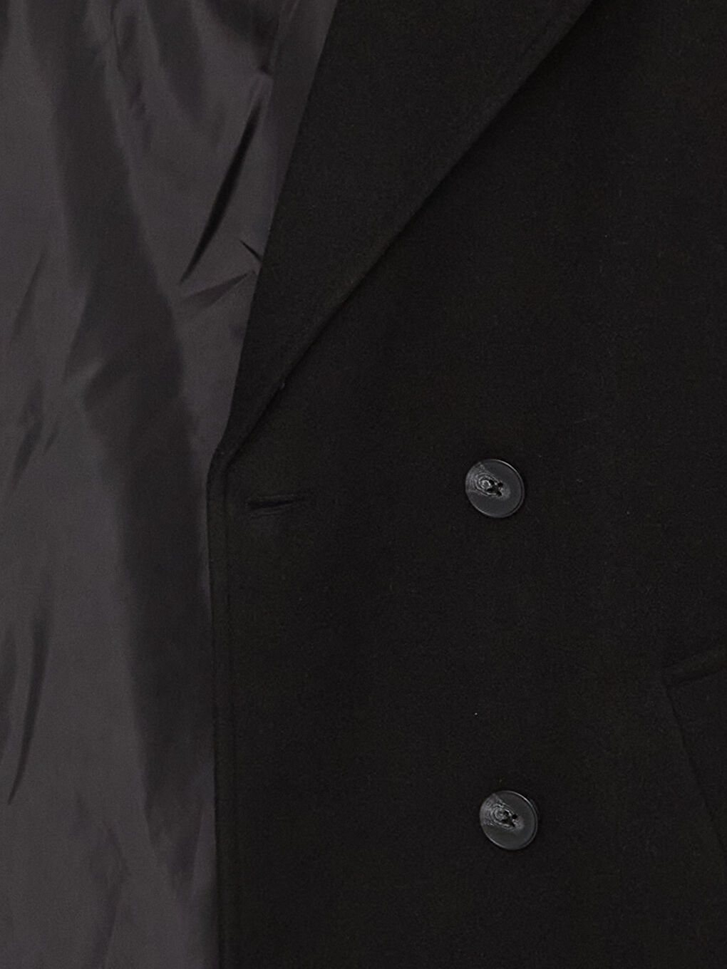 Siyah Kadın Kruvaze Yaka Düz Kaşe Kaban-7