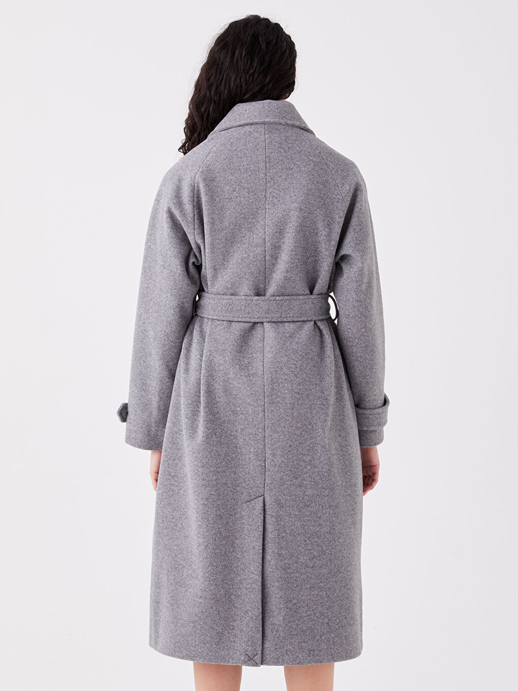 Women's Double Breasted Collar Plain Stitching Coat-6